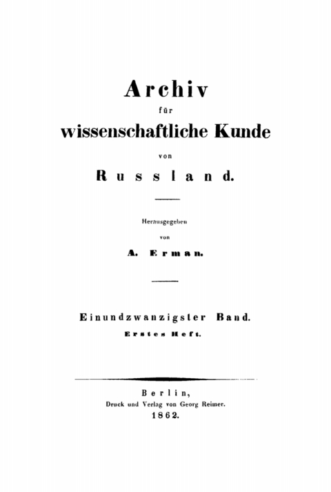 Cover image for book Archiv für wissenschaftliche Kunde von Russland. Band 21