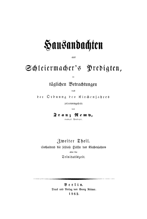 Cover image for book Enthaltend die festlose Hälfte des Kirchenjahres oder die Trinitatiszeit