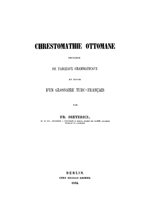 Cover image for book Chrestomathie ottomane