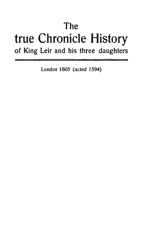 Cover image for book The Chronicle History of King Leir and his three daughters / Die wahrhafte Chronikengeschichte von König Leir und seinen drei Töchtern