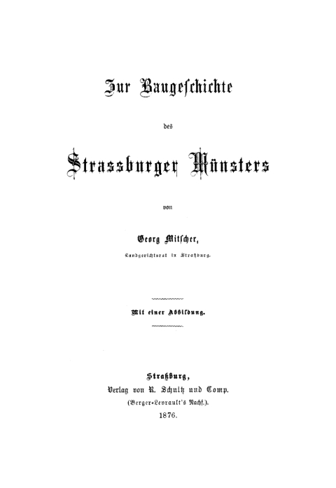 Cover image for book Zur Baugeschichte des Strassburger Münsters