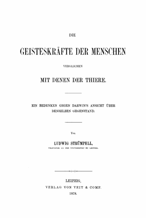 Cover image for book Die Geisteskräfte der Menschen verglichen mit denen der Thiere