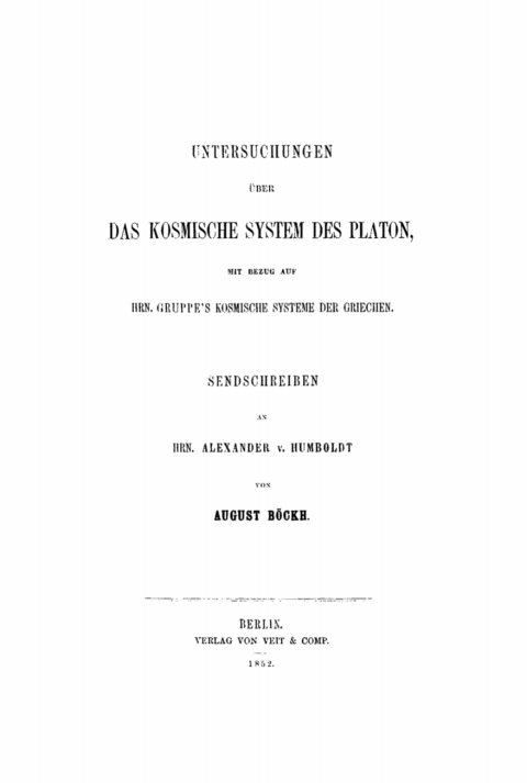Cover image for book Untersuchungen über das Kosmische System des Platon