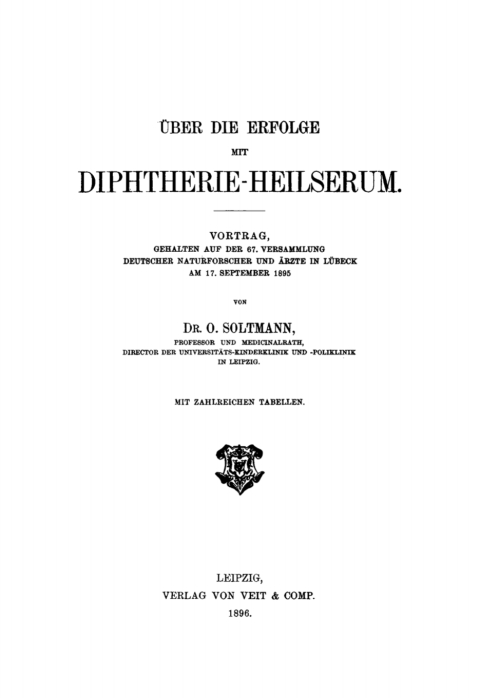 Cover image for book Über die Erfolge mit Diphtherie-Heilserum