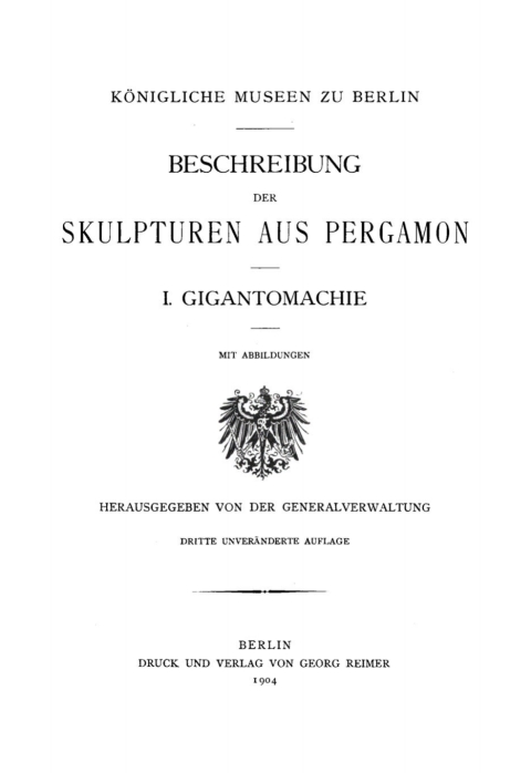 Cover image for book Beschreibung der Skulpturen aus Pergamon, 1. Gigantomachie