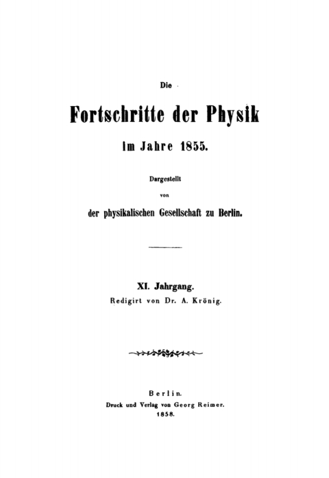 Cover image for book Die Fortschritte der Physik im Jahre .... 1855, Jahrgang 11