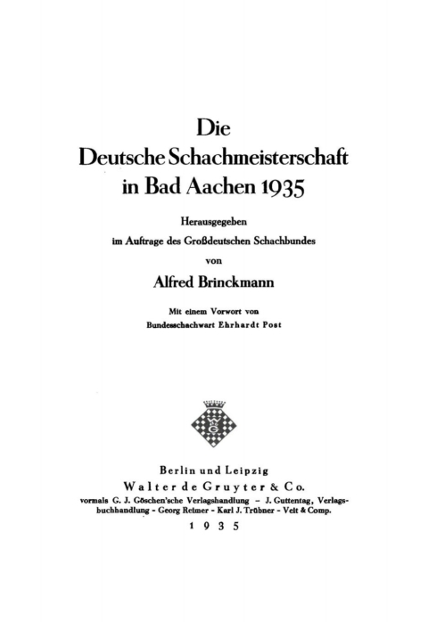 Cover image for book Die Deutsche Schachmeisterschaft in Bad Aachen 1935