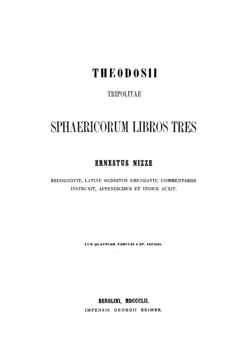 Cover image for book Theodosii Tripolitae Sphaericorum Libros Tres