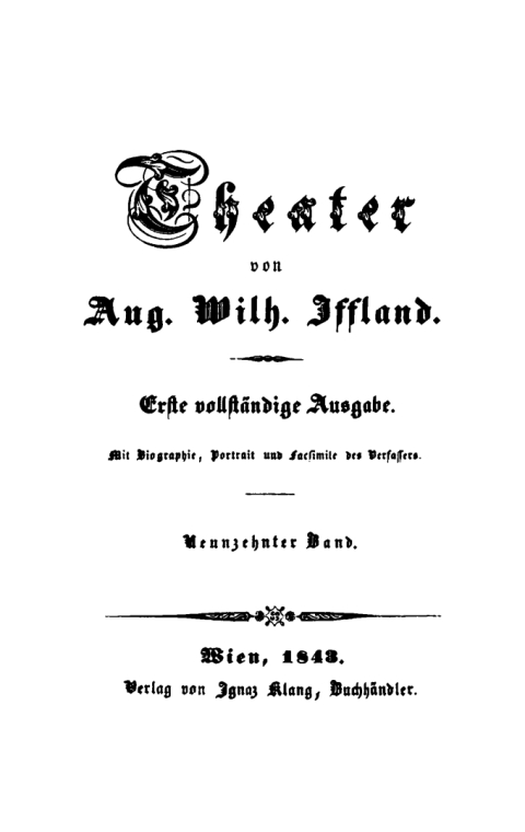 Cover image for book Aug. Wilh. Iffland: Theater. Band 19/20