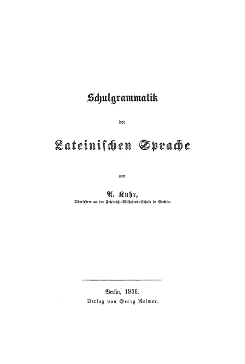 Cover image for book Schulgrammatik Lateinischen Sprache