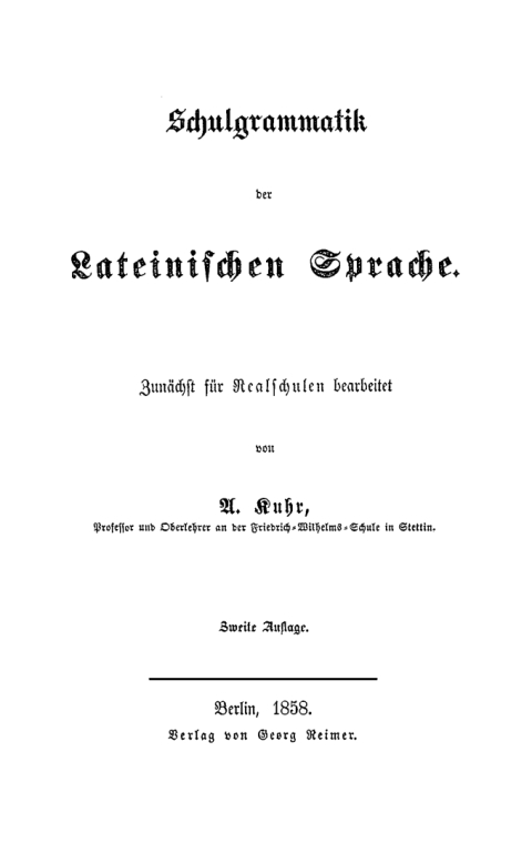 Cover image for book Schulgrammatik der Lateinischen Sprache