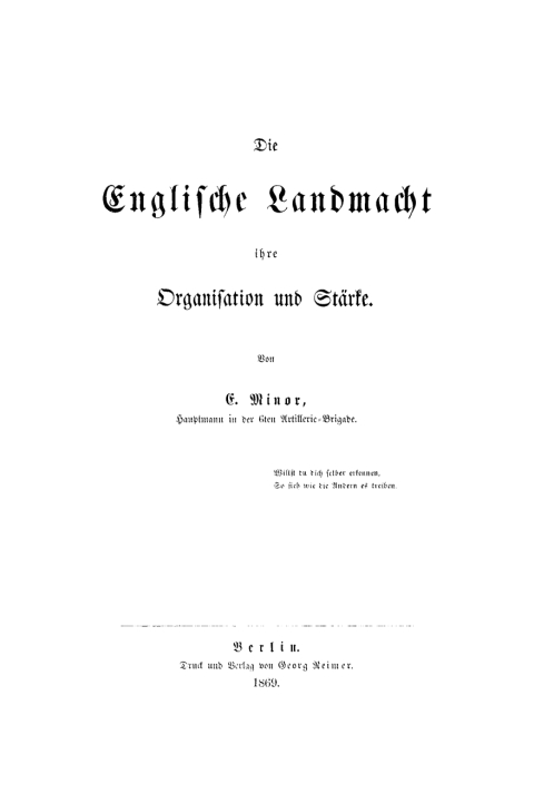 Cover image for book Die Englische Landmacht ihre Organisation und Stärke