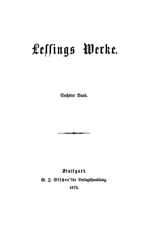 Cover image for book G. E. Lessing: Lessing’s Werke. Band 6