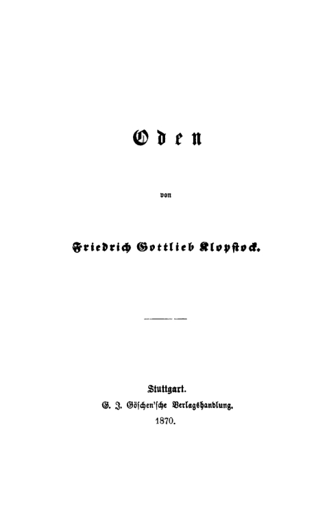 Cover image for book Friedrich Gottlieb Klopstocks: Friedrich Gottlieb Klopstocks Oden. Teil 1/2