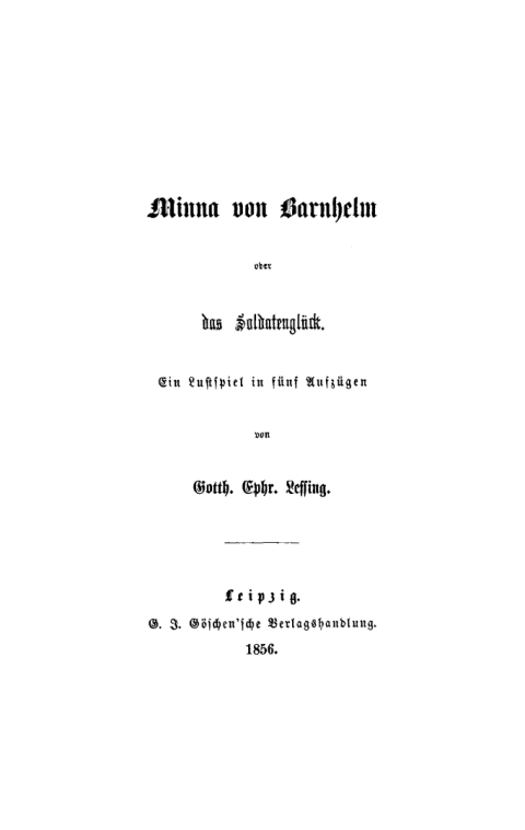 Cover image for book Minna von Barnhelm oder das Soldatenglück