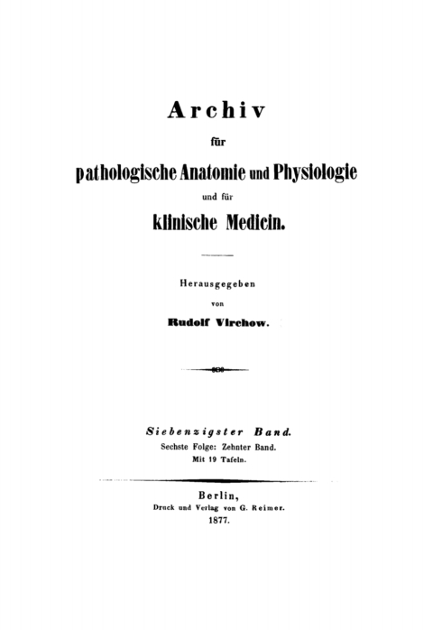Cover image for book Rudolf Virchow: Archiv für pathologische Anatomie und Physiologie und für klinische Medicin. Band 70