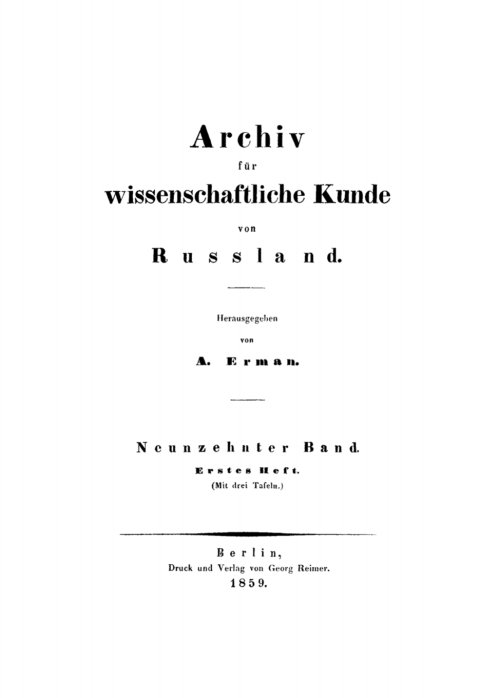 Cover image for book Archiv für wissenschaftliche Kunde von Russland. Band 19