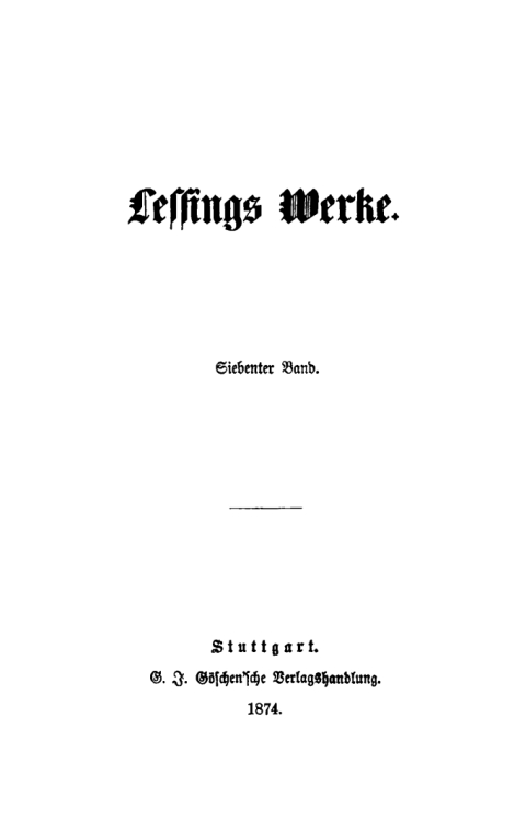 Cover image for book G. E. Lessing: Lessing’s Werke. Band 7