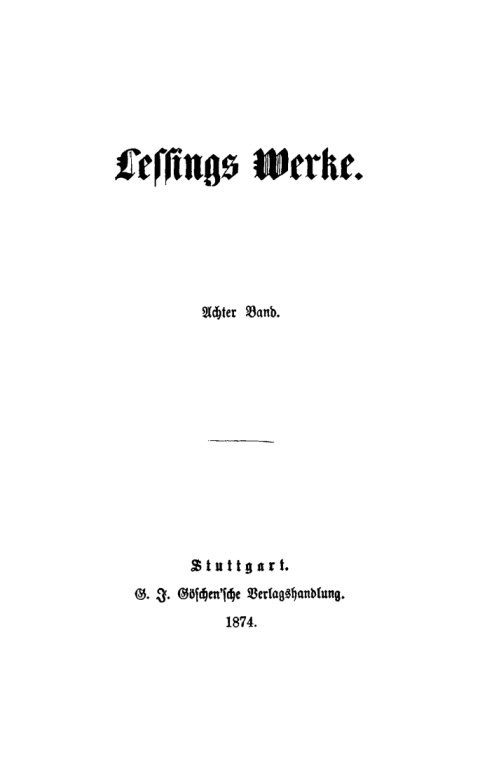 Cover image for book G. E. Lessing: Lessing’s Werke. Band 8