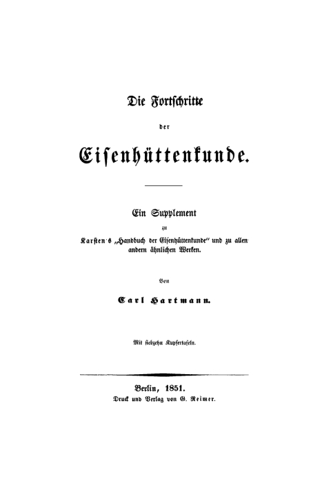 Cover image for book Die Fortschritte der Eisenhüttenkunde