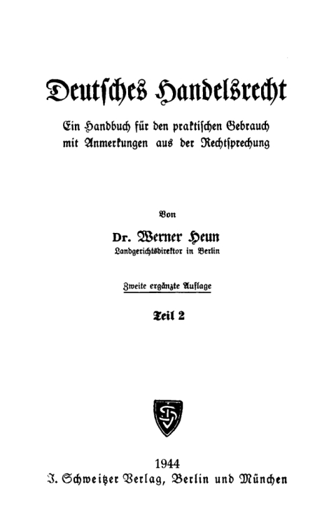Cover image for book Werner Heun: Deutsches Handelsrecht. Teil 2