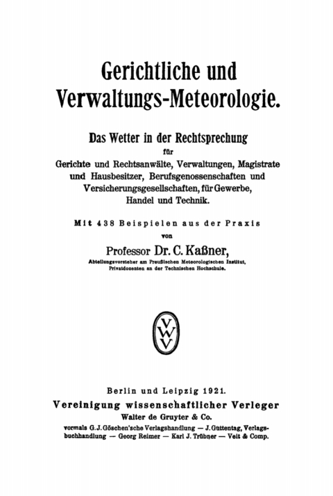 Cover image for book Gerichtliche und Verwaltungs-Meteorologie