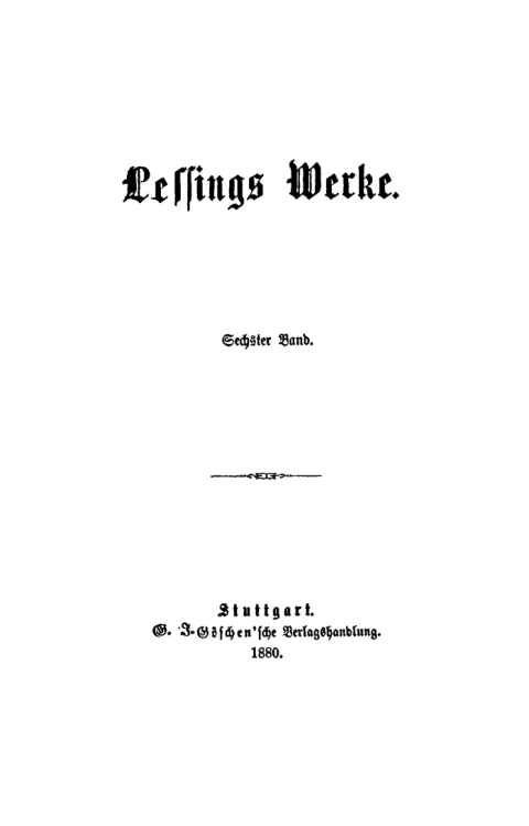 Cover image for book G. E. Lessing: Lessing’s Werke. Band 6