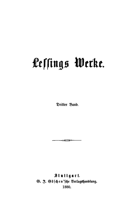 Cover image for book G. E. Lessing: Lessing’s Werke. Band 3