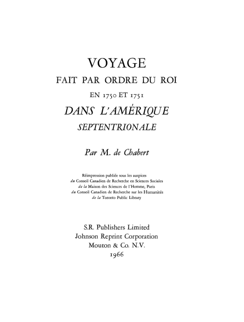 Cover image for book Journal d’un voyage fait par ordre du roi en 1750 et 1751 dans l’Amérique septentrionale