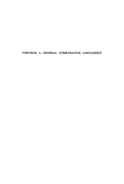 Cover image for book Towards a General Comparative Linguistics