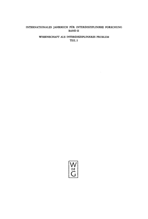 Cover image for book Wissenschaft als interdisziplinäres Problem II