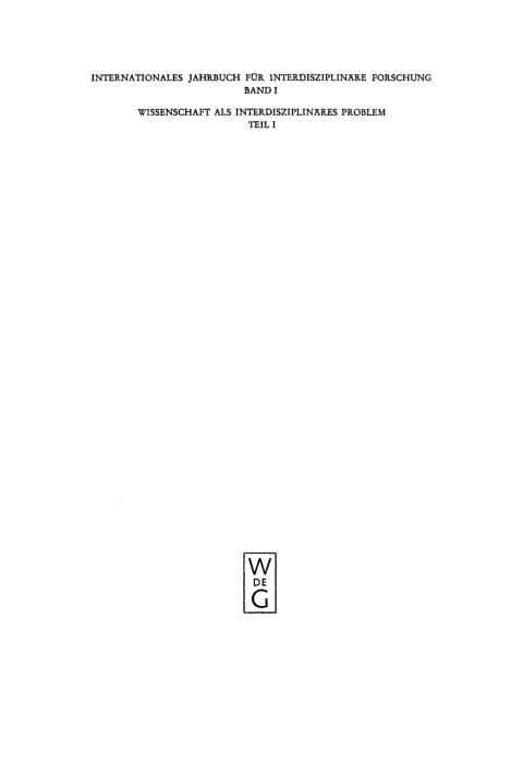 Cover image for book Wissenschaft als interdisziplinäres Problem, Teil 1