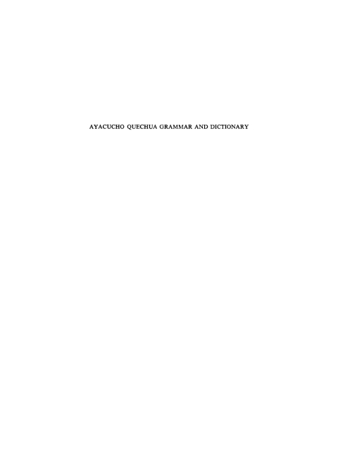 Cover image for book Ayacucho Quechua Grammar and Dictionary
