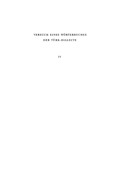 Cover image for book Wilhelm Radloff: Versuch eines Wörterbuches der Türk-Dialecte. Band 4