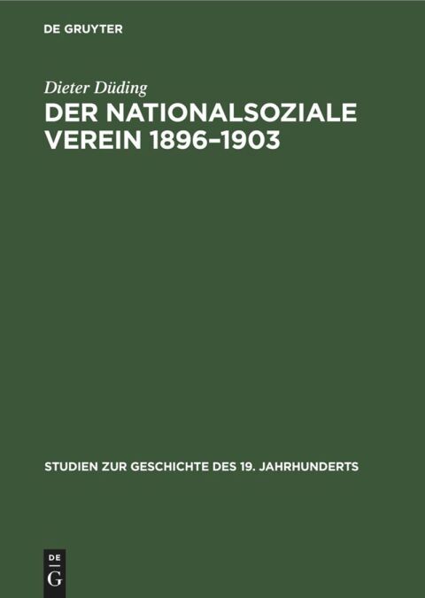Cover image for book Der Nationalsoziale Verein 1896–1903