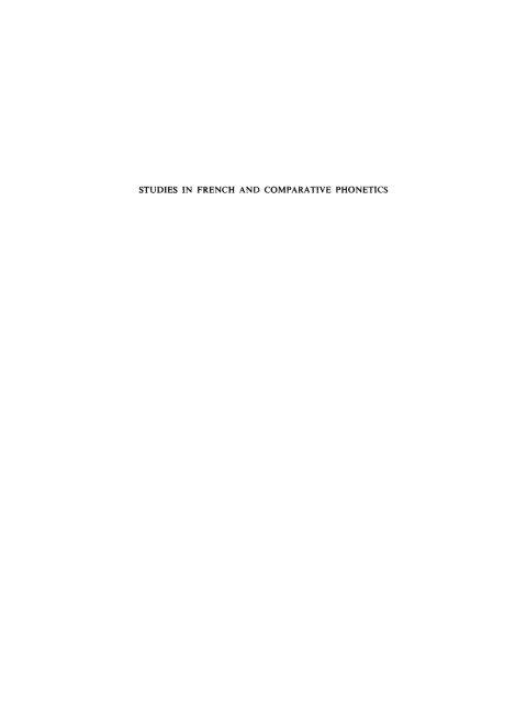 Cover image for book Studies in French and Comparative Phonetics