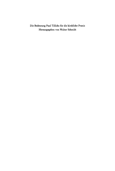 Cover image for book Die Bedeutung Paul Tillichs für die kirchliche Praxis