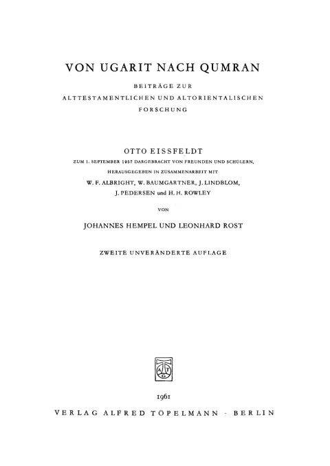 Cover image for book Von Ugarit nach Qumran