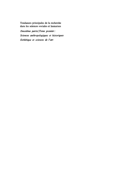 Cover image for book Sciences anthropologiques et historiques Esthétique et sciences de l’art