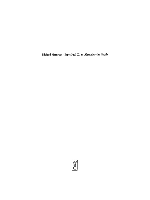 Cover image for book Papst Paul III. als Alexander der Große