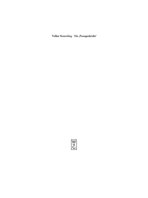 Cover image for book Die “Passagenkirche”