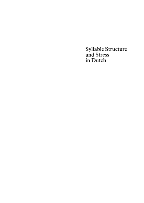 Cover image for book Syllable Structure and Stress in Dutch