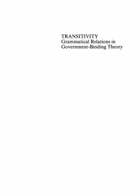 Cover image for book Transitivity