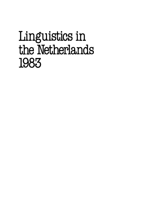 Cover image for book Linguistics in the Netherlands 1983