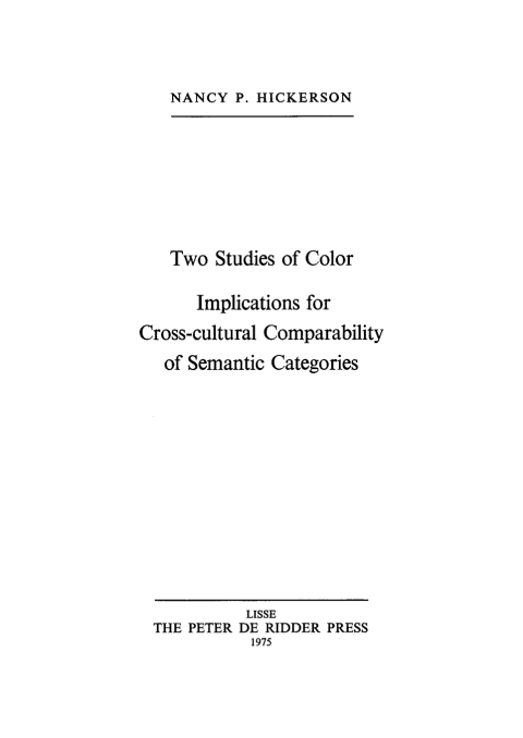 Cover image for book Two Studies of Color