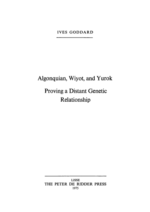 Cover image for book Algonquian, Wiyot, and Yurok