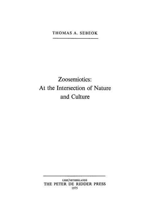 Cover image for book Zoosemiotics