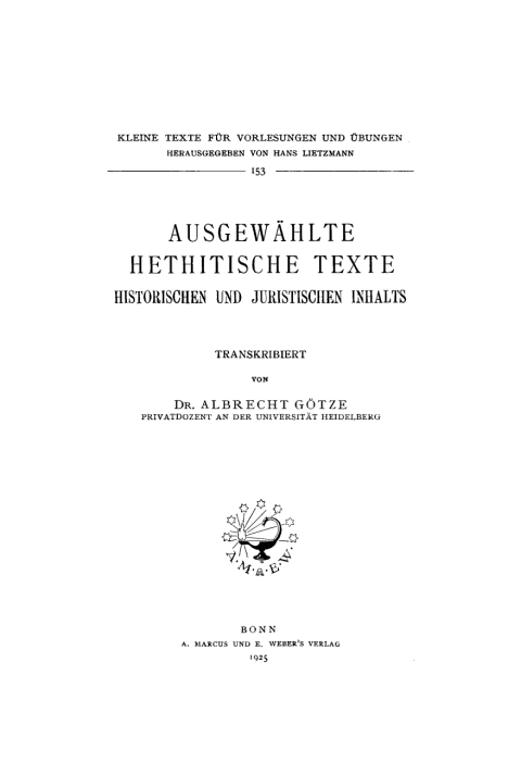 Cover image for book Ausgewählte Hethitische Texte