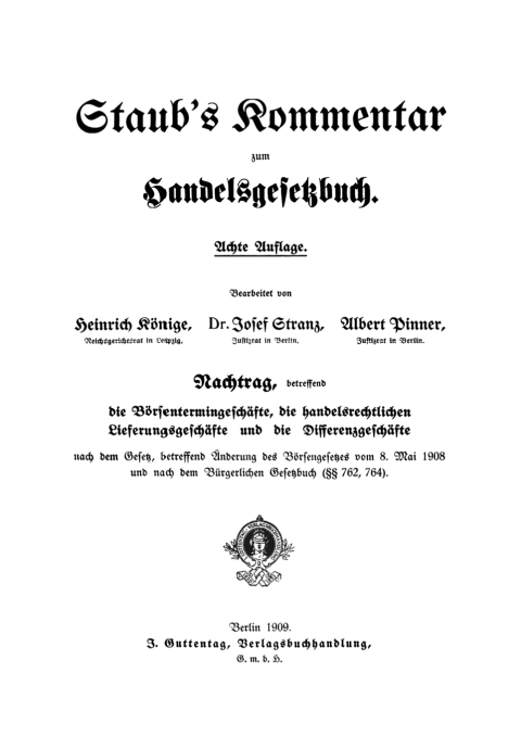 Nachtrag, betreffend die BÃ¶rsentermingeschÃ¤fte, die handelsrechtlichen LieferungsgeschÃ¤fte und die DifferenzgeschÃ¤fte 