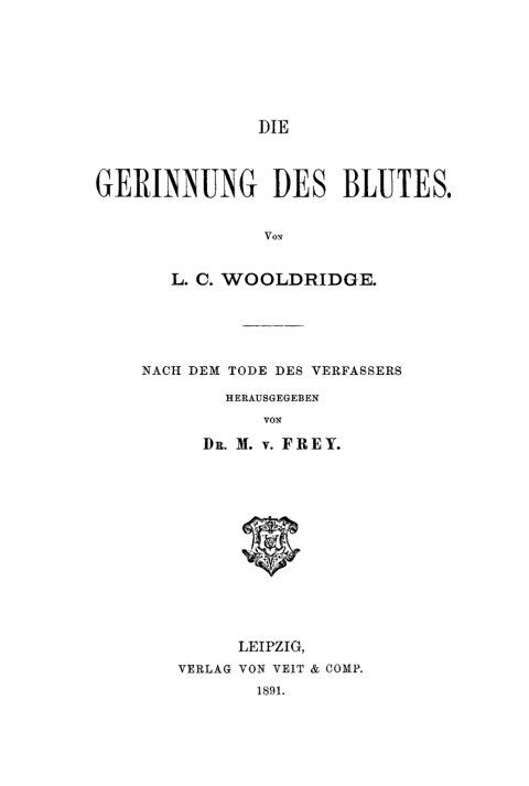 Cover image for book Die Gerinnung des Blutes